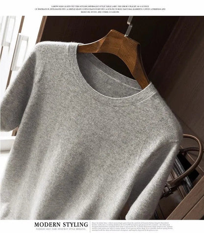 maoxiangshop Korean Superfine Merino Cashmere T-shirt Men Base Layer Merino Shirt Wicking Breathable Short T-shirt Luxury Clothing Big Size