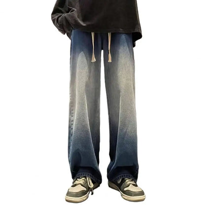 maoxiangshop Men's Jeans Korean Version Student Casual Pants High Street Straight Loose Wide Leg Jeans Black Grey Blue Baggy Jeans