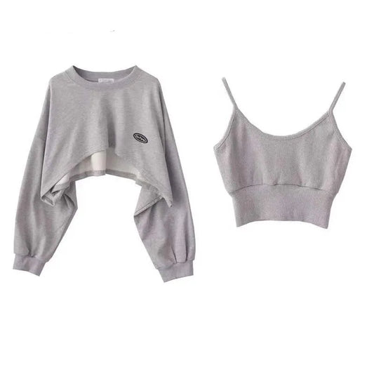 maoxiangshopWomen's Short Thin Sweatshirt Long Sleeve Crew Neck Casual Top Blouse Daily Casual Two-piece Simple Style Wholesale