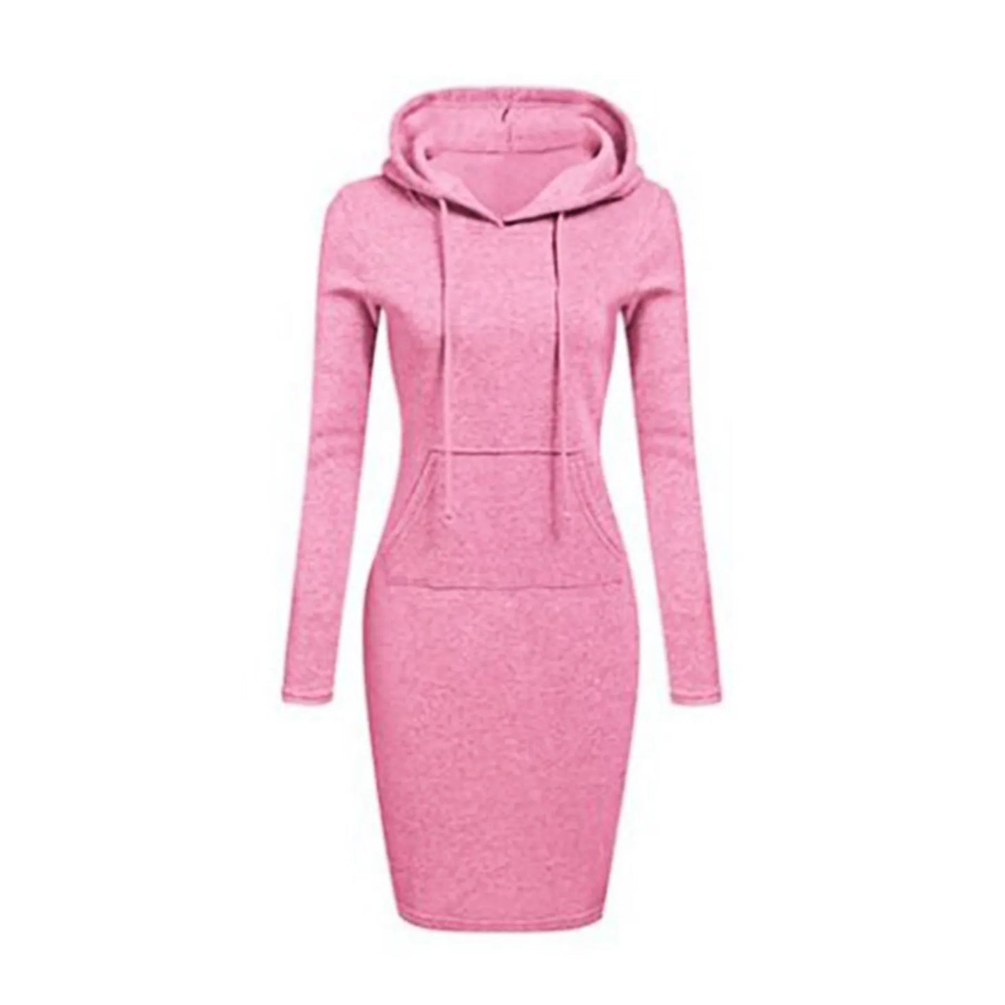 maoxiangshop Women Hoodies Winter Dresses Women Solid Color Long Sleeve Sweatshirts Bodycon Autumn Dress Women Robe Femme Knee Length Dress