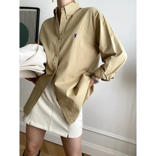 maoxiangshopFrench original embroidery shirt loose design commuting early spring new style tops