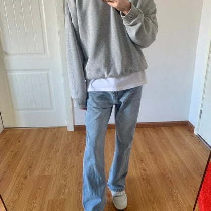 maoxiangshop S-3XL Vintage Jeans Men Chic Simple Cozy Autumn Slim Basic Fashion Flare Trouser All-match Korean Style Males Streetwear Daily