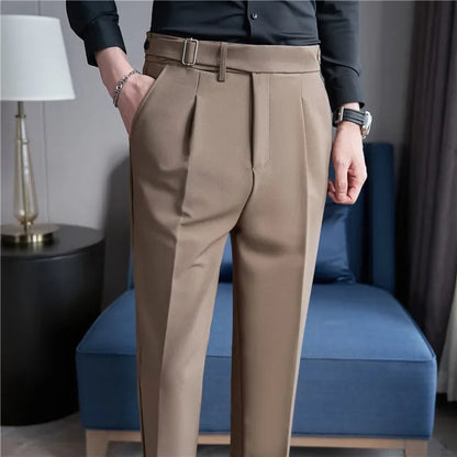 maoxiangshop Men Suit Pants Trousers Autumn New British Style Stretch Slim Formal Pantalone Hombre Solid Casual Dress Pants Men Clothing