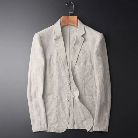 maoxiangshop Man Blazer Thin Linen Blazer Mens Summer White Single Suit For Men Cotton Sunscreen Blazer Jacket Men Slim Fit Casual New
