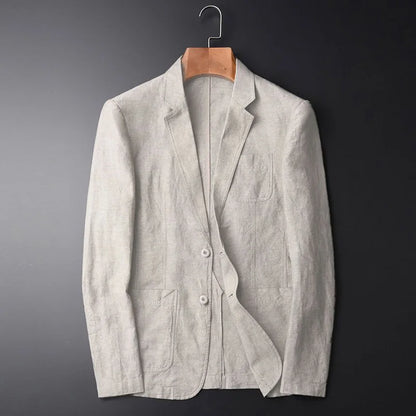 maoxiangshop Man Blazer Thin Linen Blazer Mens Summer White Single Suit For Men Cotton Sunscreen Blazer Jacket Men Slim Fit Casual New