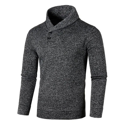 maoxiangshop Sweatwear Half Turtleneck Mens Sweaters Button Neck Solid Color Warm Slim Thick Sweatshirts Winter Pullover Men