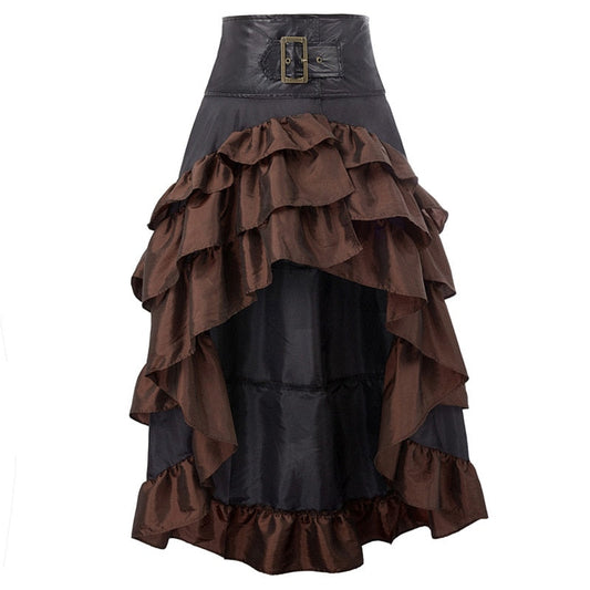 maoxiangshop Cosplay Vintage Steampunk Dress Victorian Medieval Ruffled Lace Trim Gothic Skirts Women Corset Skirt Pirate Costumes  cosplay