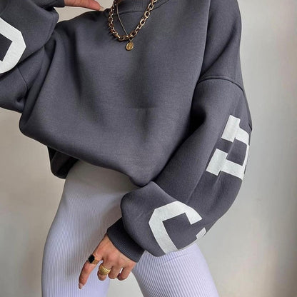 Women Letter Print Pullovers Autumn Korean Harajuku Oversized Long Sleeve Sportswear Tops 2023 Female Casual O-Neck Sweatshirts