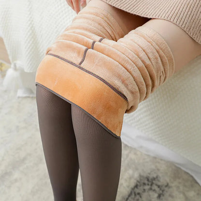 maoxiangshop Winter Warm Tights Pantyhose Women Fleece Socks High Waist Thermal Stocking Insulated Pants Fake Translucent Leggings Tights