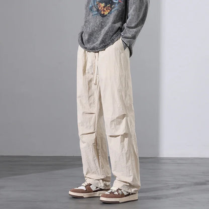maoxiangshop Parachute Pants for Men's Summer Slim American Loose Fitting Straight Tube Workwear Casual Pants