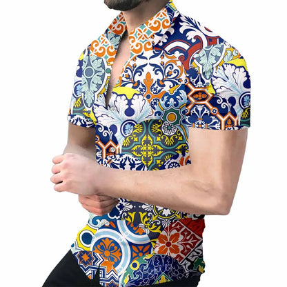 maoxiangshop 3D printed men's shirt New high quality Hawaiian Baroque short sleeve tops