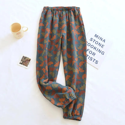 maoxiangshopSpring Summer New Women Sleep Bottoms Pajama Pants Soft Cotton Lounge Trousers Elastic Waist Thin Home Style Nightwear