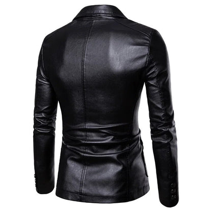 maoxiangshop New Autumn Winter Leather Jacket Men Fashion Motorcycle Jacket Biker Coats Mens Smart Causal Pu Leather Blazers Jacket Suit Coat