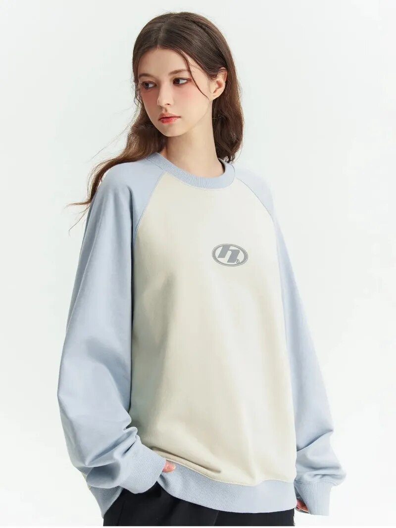 maoxiangshop Korean Fashion Oversized Sweatshirt Women Harajuku Streetwear Y2k Patchwork Hoodies Womens Casual Kpop Pullover Long Sleeve Tops