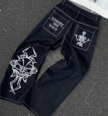 maoxiangshopKorean Fashion NEW Alphabetic Printing Women Jeans Y2k Aesthetic Mid Waist Casual Baggy Trousers  Denim Pants Pants Streetwear