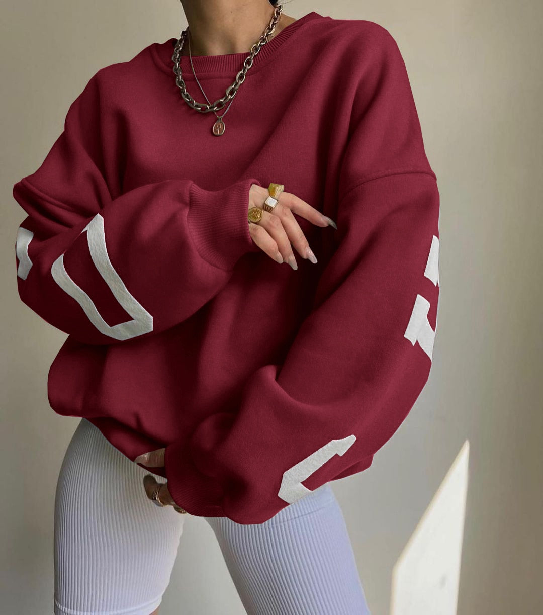 Women Letter Print Pullovers Autumn Korean Harajuku Oversized Long Sleeve Sportswear Tops 2023 Female Casual O-Neck Sweatshirts