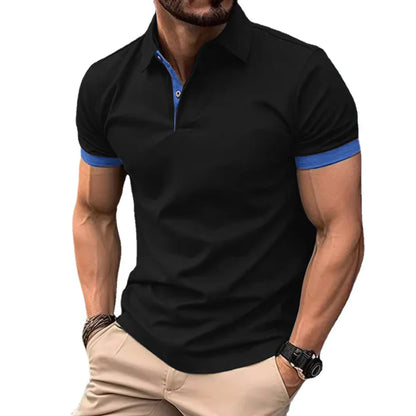 maoxiangshop Summer Men Polo Shirts Men Short Sleeve Shirt Contrast Color Lightweight Streetwear Casual  Lapel Collar Tops