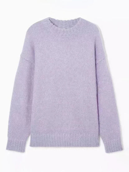 maoxiangshop  -  Fashion Contrast Stripled Sequins Women Sweater Autumn Lady Vintage O-neck Long Sleeve Pullover Warm Fluffy Knitted Jumpers