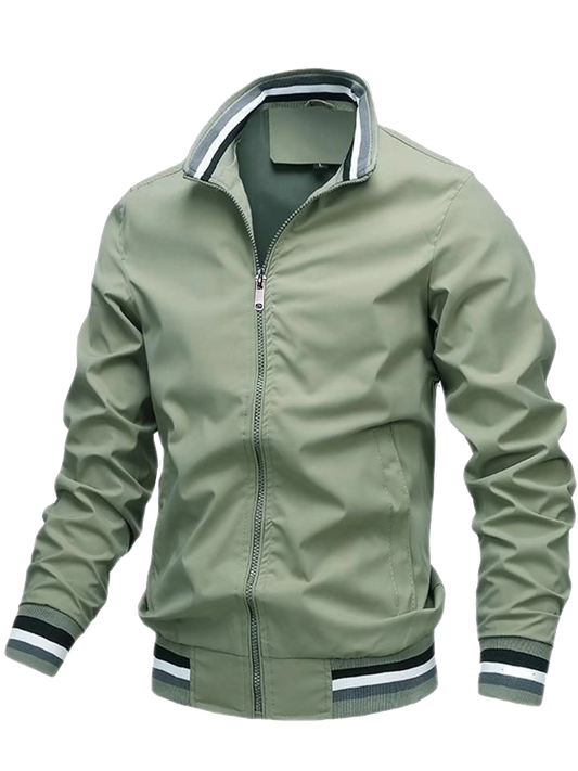 maoxiangshop Spring and Autumn Zipper Stand up Collar Fashion Casual Baseball Jacket for Men's Sports Slow Running Windproof Jacket