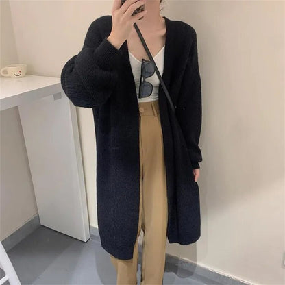 maoxiangshop Cardigan Sweater Knitted Open Front Long Sleeve Cardy Womens Autumn Winter Outfit