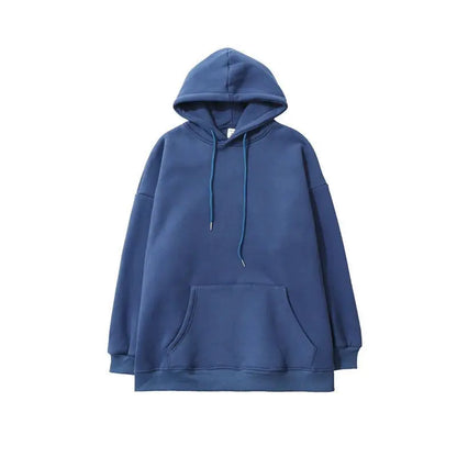 maoxiangshop Fleece Hoodie Men Casual Pocket Long Sleeve Oversized Pullover Tops Harajuku Street Thicken Solid Sweatshirt Sports Pullover 5xl