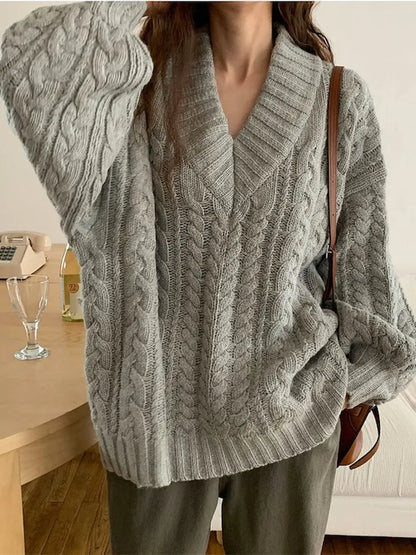 Winter Women Sweater Women Clothing Knitted Loose Sweater Wool Oversize Pullover Woman Sweaters Girls Thick Long Sleeve Top Tarf