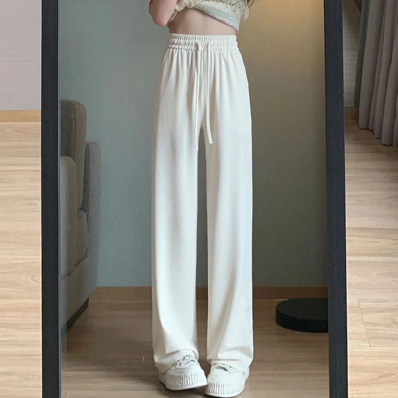 maoxiangshop New Spring and Autumn High Waist Fashion Korean Straight Leg Pants for Women's Casual Loose Versatile Trendy Wide Trousers