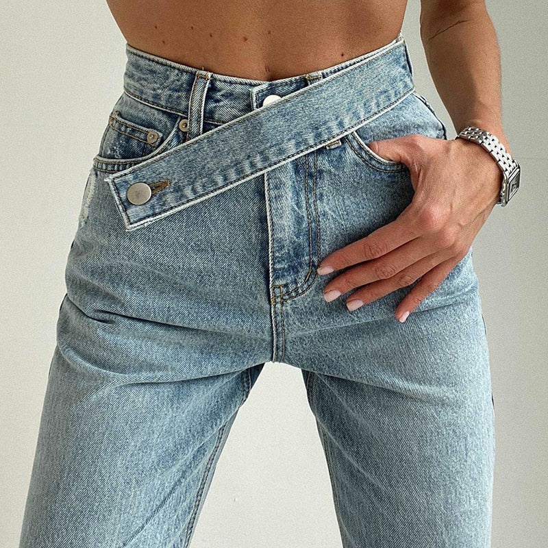 Women's Pants Trousers Autumn High Waist Jeans Pants Women Streetwear Fashion Casual Sashes Denim Straight Pants