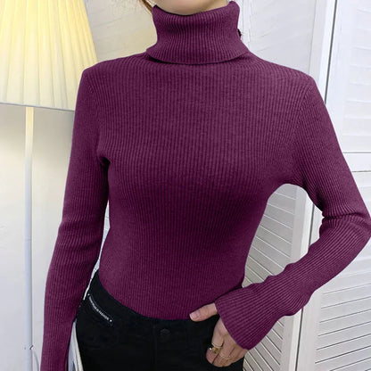 maoxiangshop Women Fall Turtleneck Sweater Knitted Soft Pullovers Cashmere Jumpers Basic Soft Sweaters For Women Autumn Winter