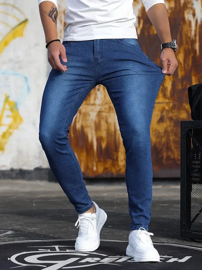 maoxiangshop Fashion Casual Mens Stretch Skinny Jeans Male Slim Fit Pencil Denim Cowboys Aesthetic Pants Men Clothing ﻿