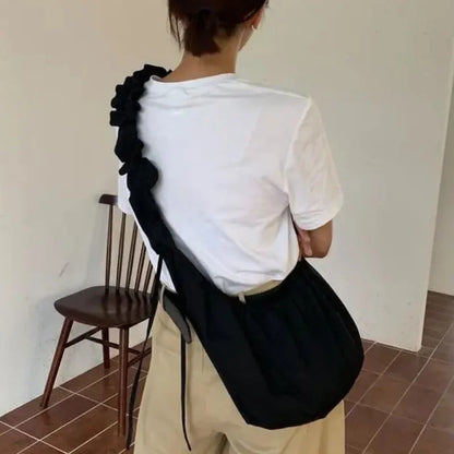 Womens Shoulder Bag Korean Style Solid Color Large Capacity Fashion Purse Simple Crossbody Bags for Girls