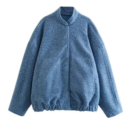maoxiangshop -  Solid Bombers Jackets Coat For Women Loose Long Sleeve With Button Outwear Tops Autumn Fashion Casual Female Pocket Jacket