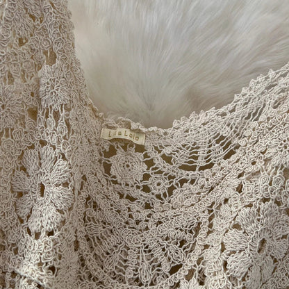 maoxiangshop Bohemian Beach Style Summer Dress Women Crochet Hollow Out Female Dresses Spaghetti Strap Sleeveless Vestidos De Mujer