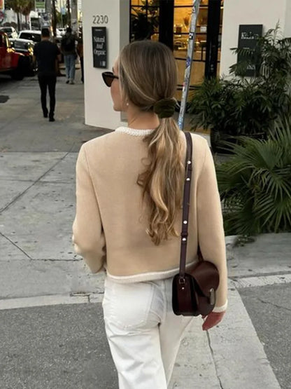 maoxiangshop  -  cold weather outfuts Elegant Wool Coat Women Fashion O-neck Single Breasted Pocket Female Short Coats 2024 Autumn Winter Warm Slim Lady Outwear