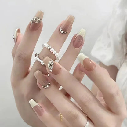 maoxiangshop 24pcs Wearable Pink Press On Fake Nails Tips With Glue false nails design Butterfly Lovely Girl false nails With Wearing Tools