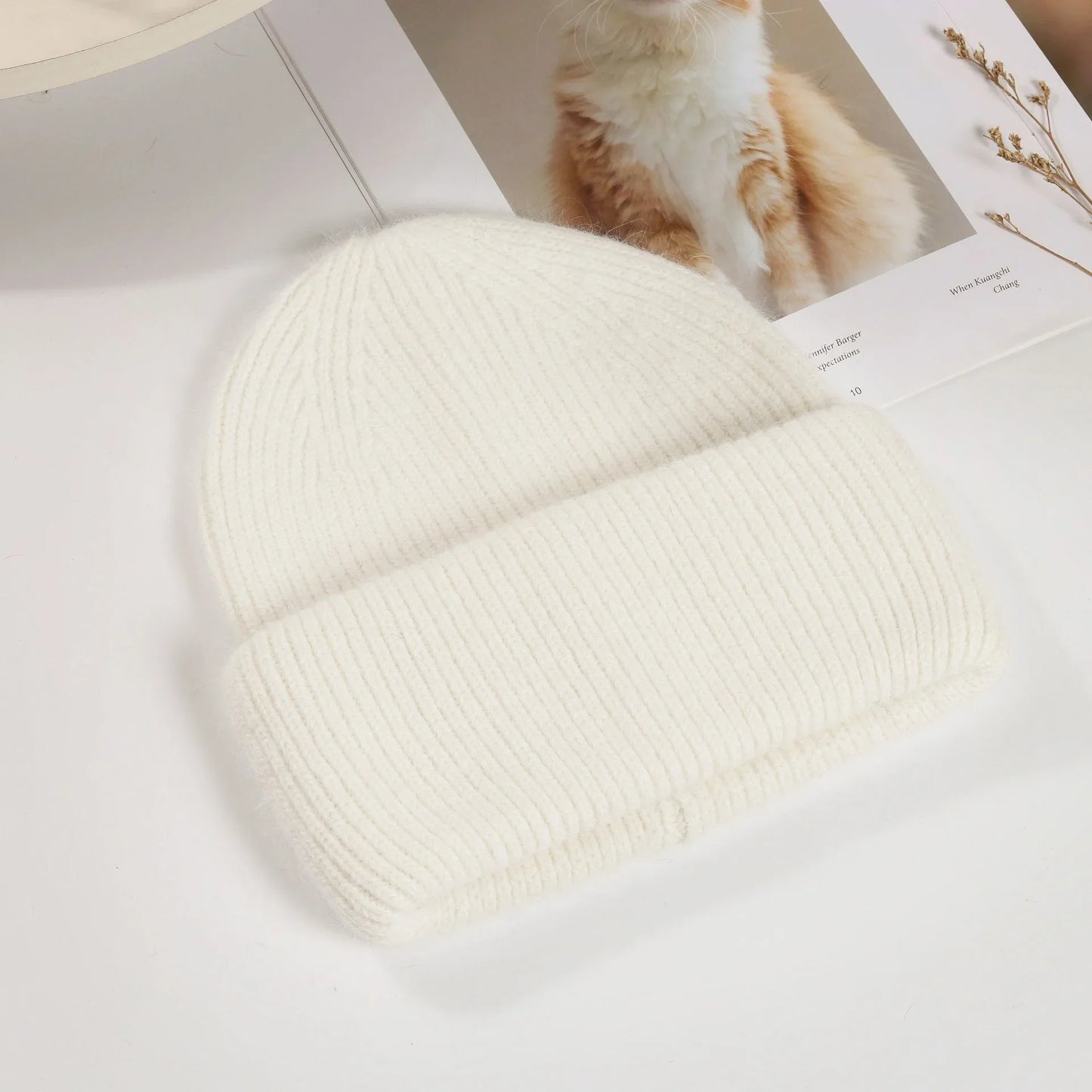 maoxiangshop Winter Hat Real Rabbit Fur Winter Hats For Women Fashion Warm Beanie Hats Women Solid Adult Cover Head Cap