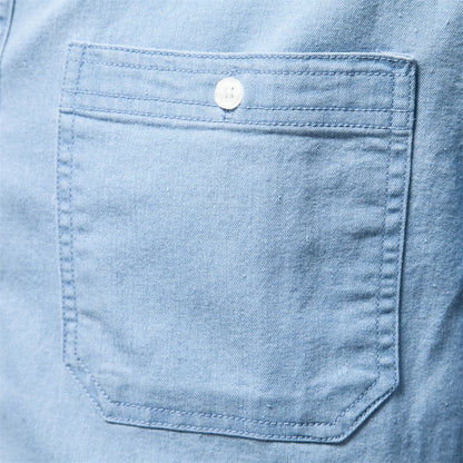 maoxiangshop New Autumn Men's Denim Shirt Cotton Elastic Casual Social Design Double Pockets Slim Jeans Shirts for Men