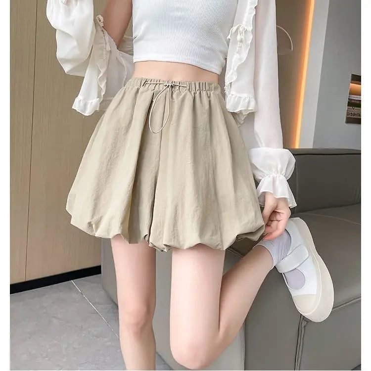 maoxiangshop Lantern Shorts Women Fashion Simple Leisure High Waist All-match Pockets Hot Fit Summer Female Streetwear Students Youth Ladies