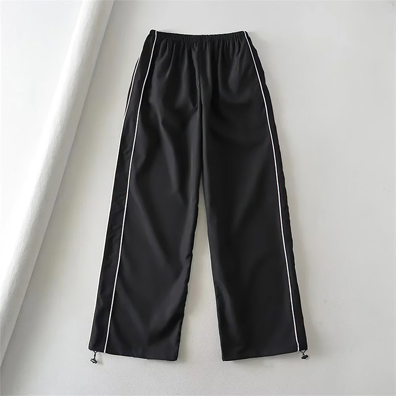 Y2K Baggy Cargo Trousers Drawstring Hot Girl Streetwear Baggy Elastic High Waist Sweatpants Harajuku Straight Wide Leg Pants