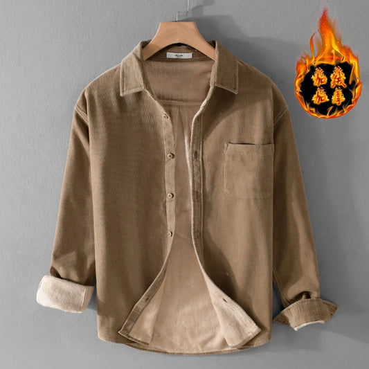 maoxiangshop Italy Quality Brand Shirts For Men Fashion Cotton Corduroy Warm Long-sleeve Thickened Plus Size Top Clothes Camisa