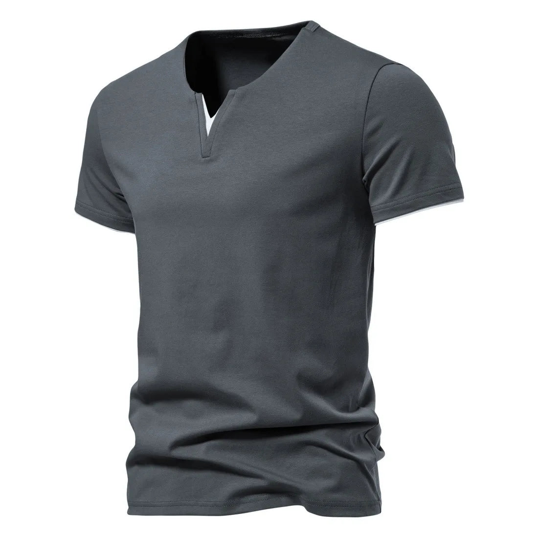 maoxiangshop Mens Short Sleeve Henley Shirts Casual Cotton Slim Fit Basic Summer V Neck T-Shirt