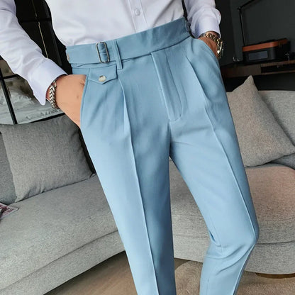 maoxiangshop Men Suit Pants New British Style Business Casual Solid Slim Fit Straight Dress Pants for Men Formal Trousers Men Clothing