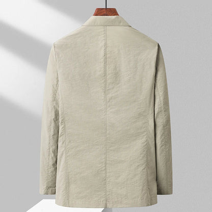 maoxiangshop 2024 Spring Summer Men Casual Blazers Khaki White Navy Black Suit Coats Thin Nylon Cotton Blend Fabric Outfits Everyday Clothes