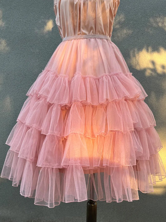 maoxiangshop  -  Sweet Lolita Mesh Ruffles Tutu Skirts Ball Gown Lolita Extended Skirt Lining Daily Lolita Lace Gauze Fluffy Skirt