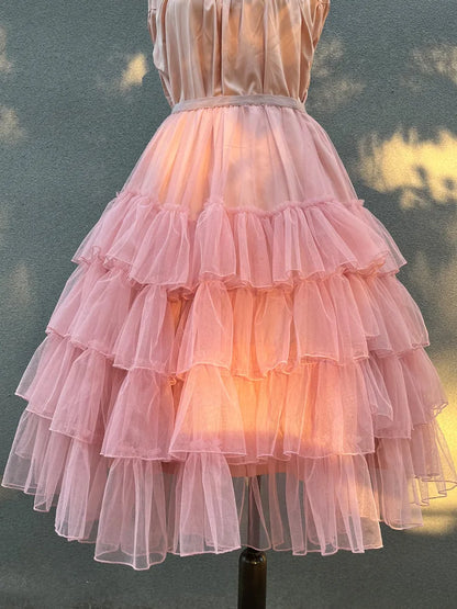 maoxiangshop  -  Sweet Lolita Mesh Ruffles Tutu Skirts Ball Gown Lolita Extended Skirt Lining Daily Lolita Lace Gauze Fluffy Skirt