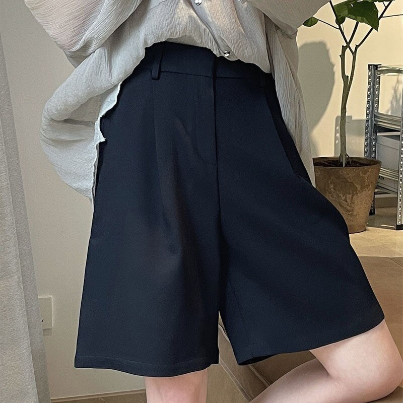 maoxiangshop Summer Women's Casual Solid Color High Waist Loose Shorts