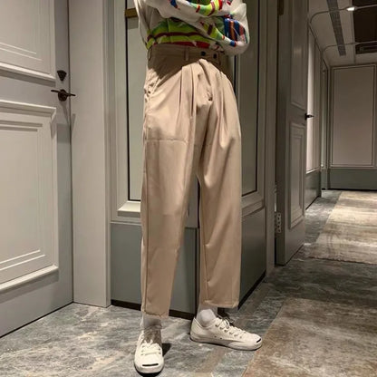 maoxiangshop Spring Summer New Solid Color Men's Clothing Silky Feeling Handsome Fashion Casual Trend Korean Version Youth Suit Pants