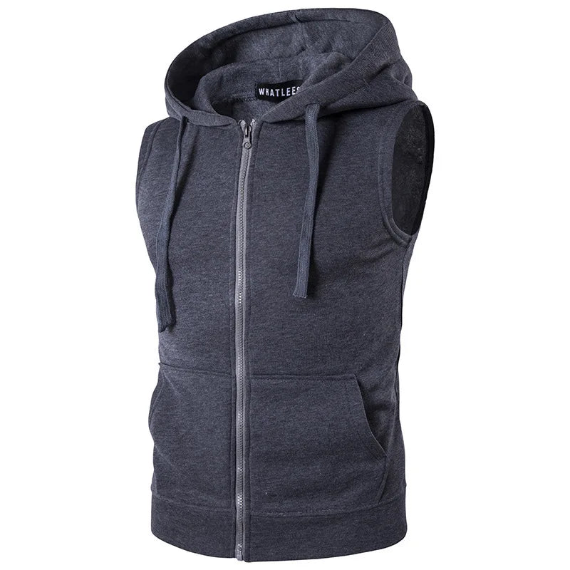 maoxiangshop New Men's Hooded Zipper Pocket Sleeveless Vest Coat Hoodie with a Zipper Clothes for Men