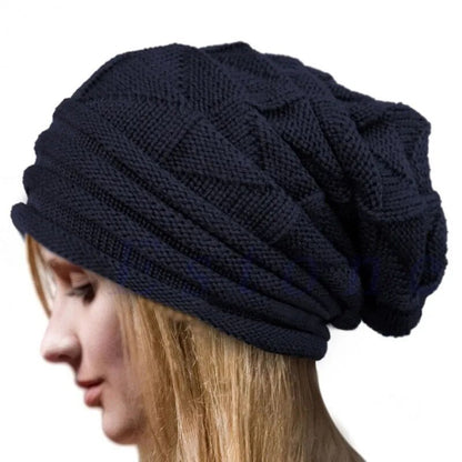 maoxiangshop Winter Knitted Beanies Hat for Women Baggy Slouchy Solid Wool Cap Fashion Outdoor Warm Bonnet Hoods Female Snow Ski Warmer Gorra