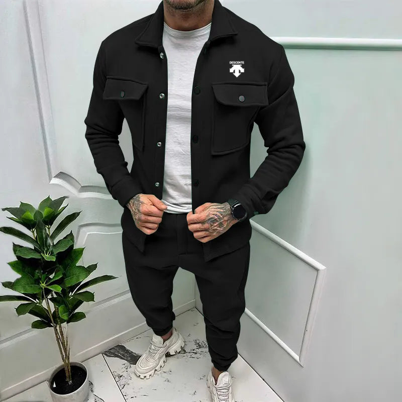 maoxiangshop New Casual Long Sleeve Coat Set Heavy Duty Workwear Shirt Set Vintage Shirt Men's Spring and Autumn